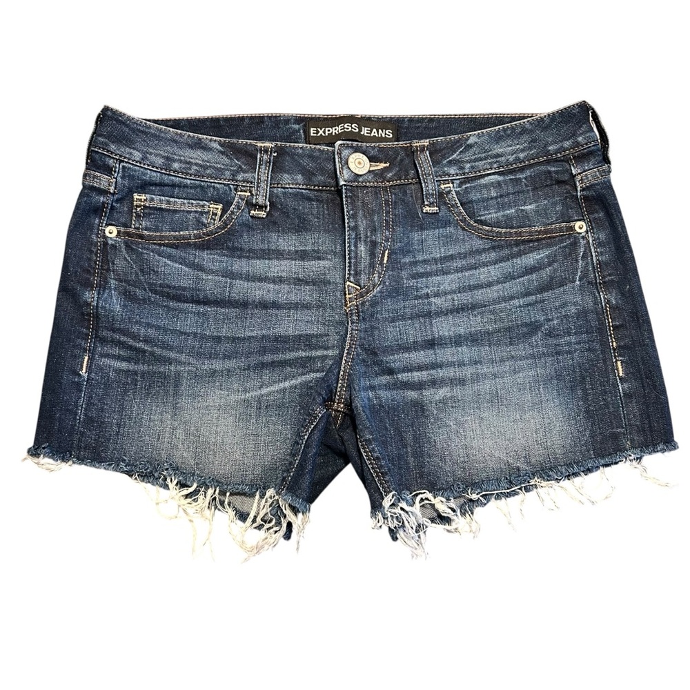 EXPRESS womens cut off denim shorts Dark Wash Size 4